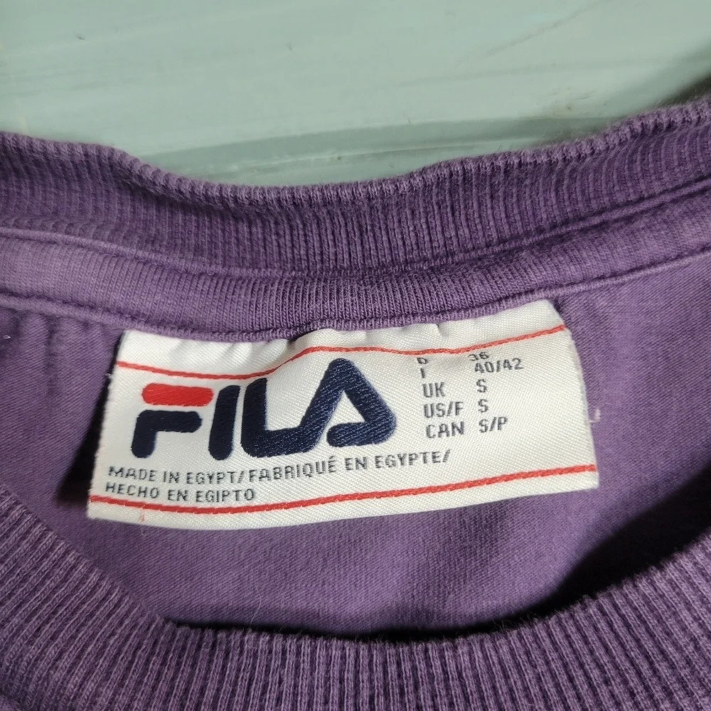 Fila Cropped Purple T-Shirt sz S - Picture 6 of 9